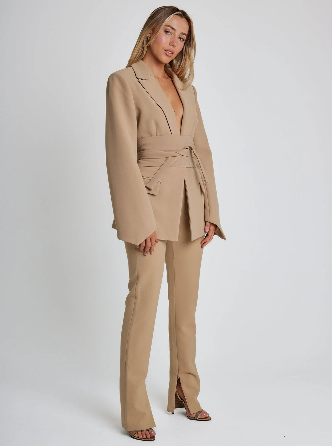 Chloe | Women's Belted Luxe Tailored Blazer