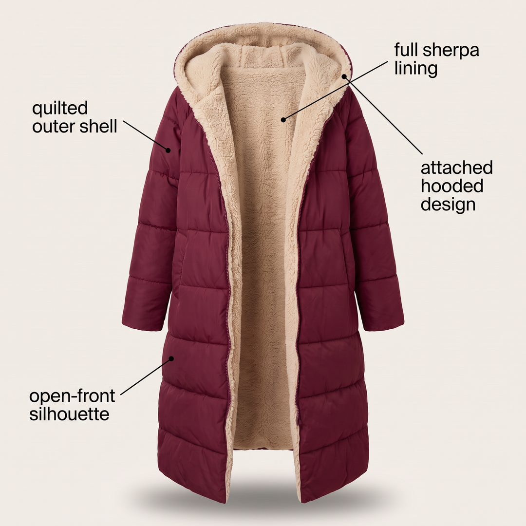 Borga | Longline Puffer Coat – Reversible Design for Women