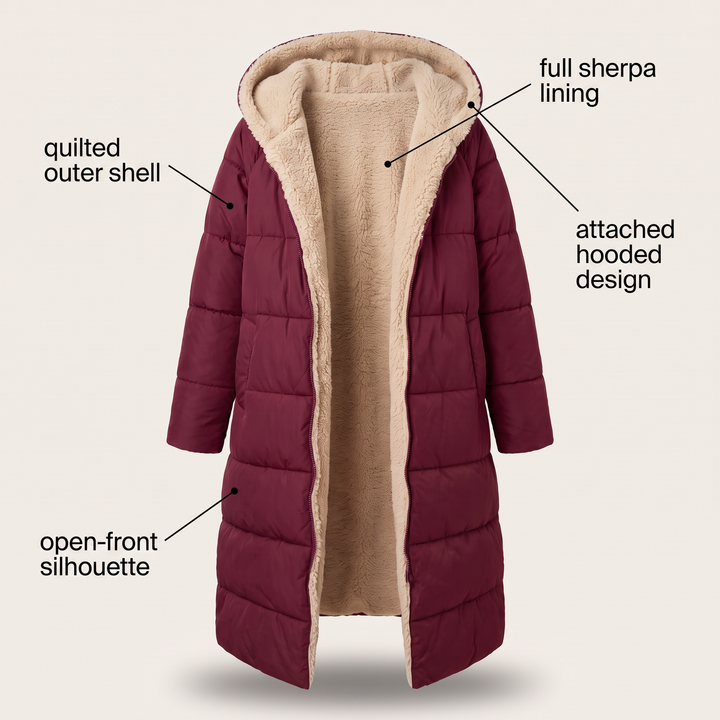 Borga | Longline Puffer Coat – Reversible Design for Women