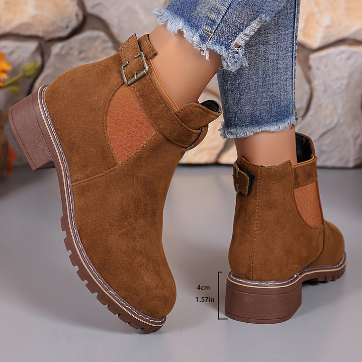 Evelina | Women's Chic Buckle Strap Chelsea Ankle Boots