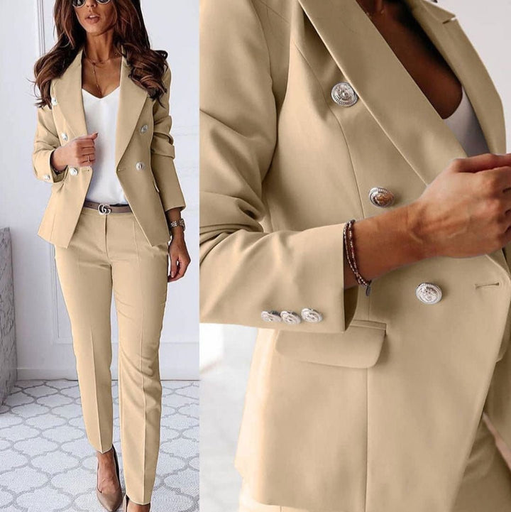 Lena | Women's Double-Breasted Blazer & Straight Pants Set