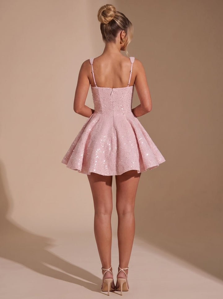 Victoria | Sequin Fit-and-Flare Bow Dress for Women