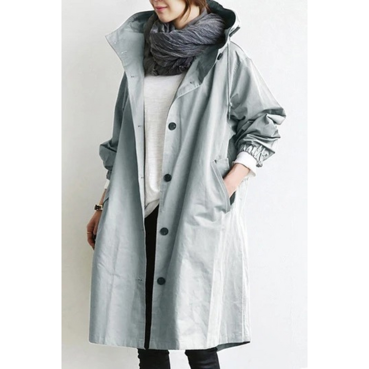 Maya | Women's Elegant Longline Hooded Trench Coat