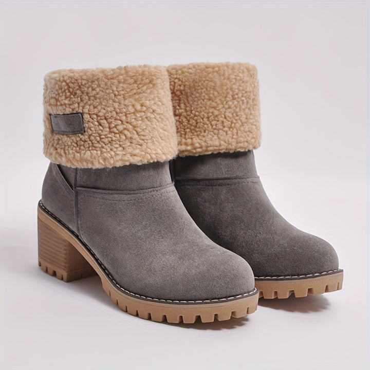 Clara | Women's Fleece-Lined Block Heel Ankle Boots
