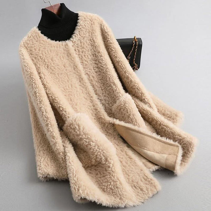 Hollmere | Shearling Coat – Elegant Draped Silhouette