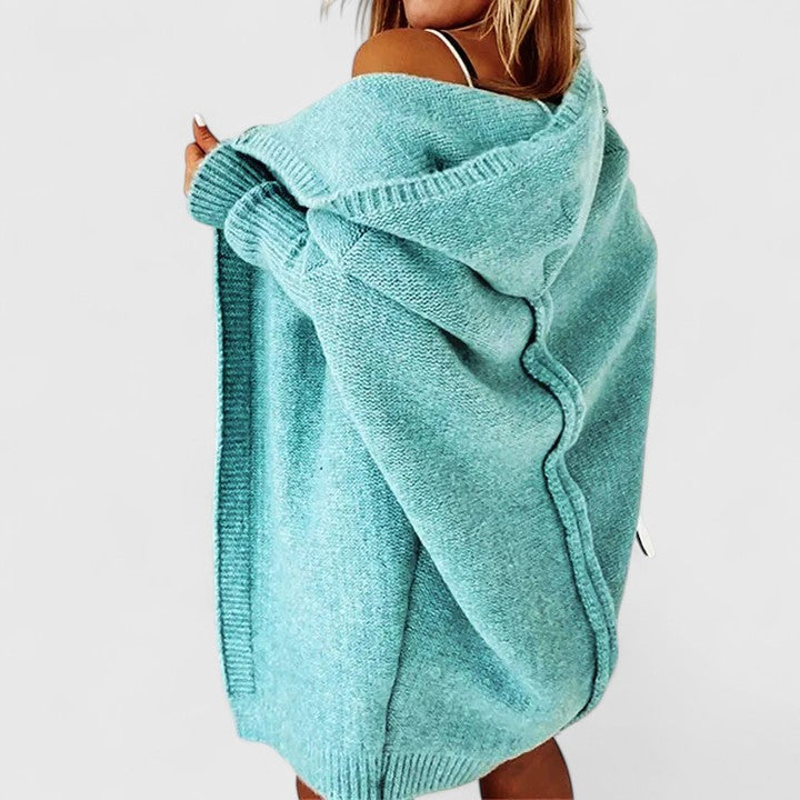 Geneviève | Lange Strickjacke mit Kapuze