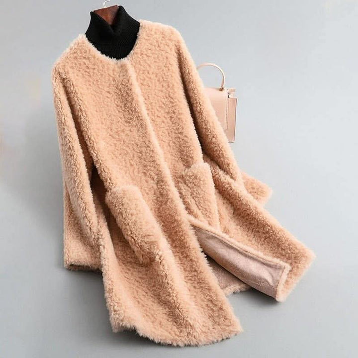 Hollmere | Shearling Coat – Elegant Draped Silhouette