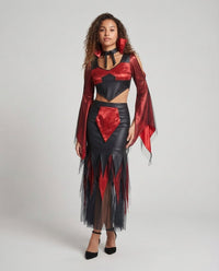 Scarlett | Voluminous-Sleeve Tulle Devil Costume For Halloween