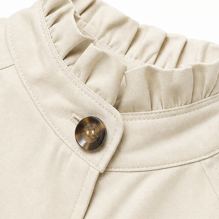 Colette | Ruffle-Collar Plaid-Cuff Short Trench Coat - Image 10