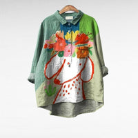 Seraphine | Artistic Floral Long-Sleeve Blouse