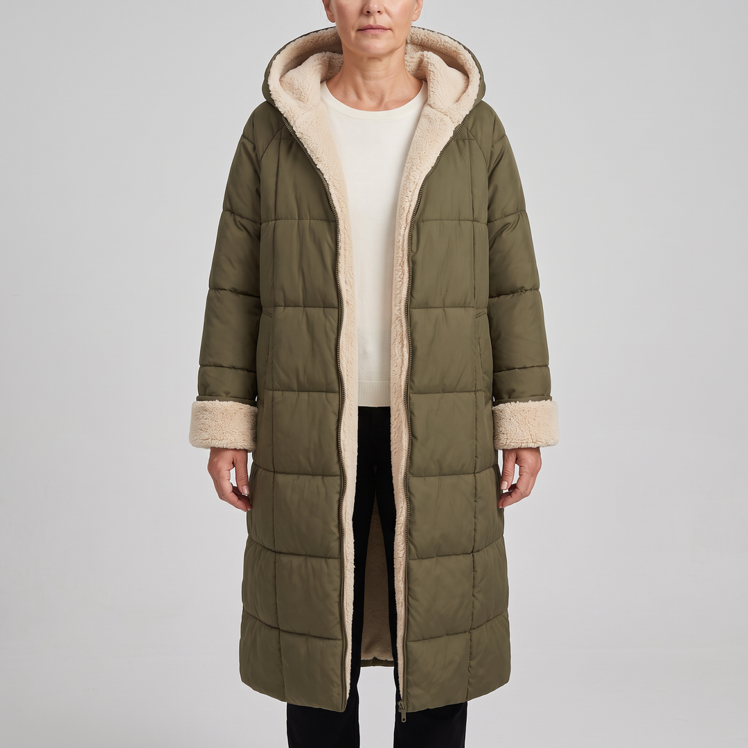 Borga | Longline Puffer Coat – Reversible Design for Women