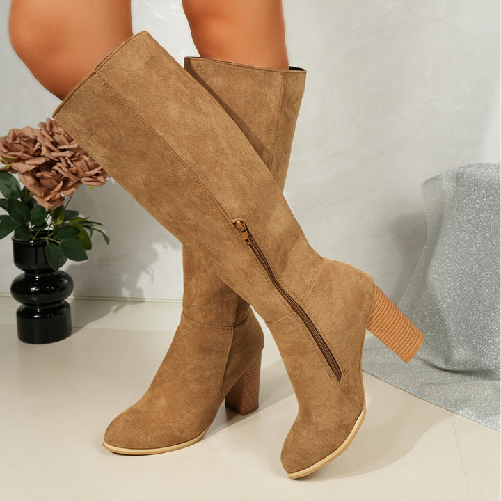 Vallara | Women's Chic Knee-High Stacked Block Heel Boots