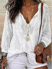 Rosalie | Boho Lace-Detail V-Neck Blouse