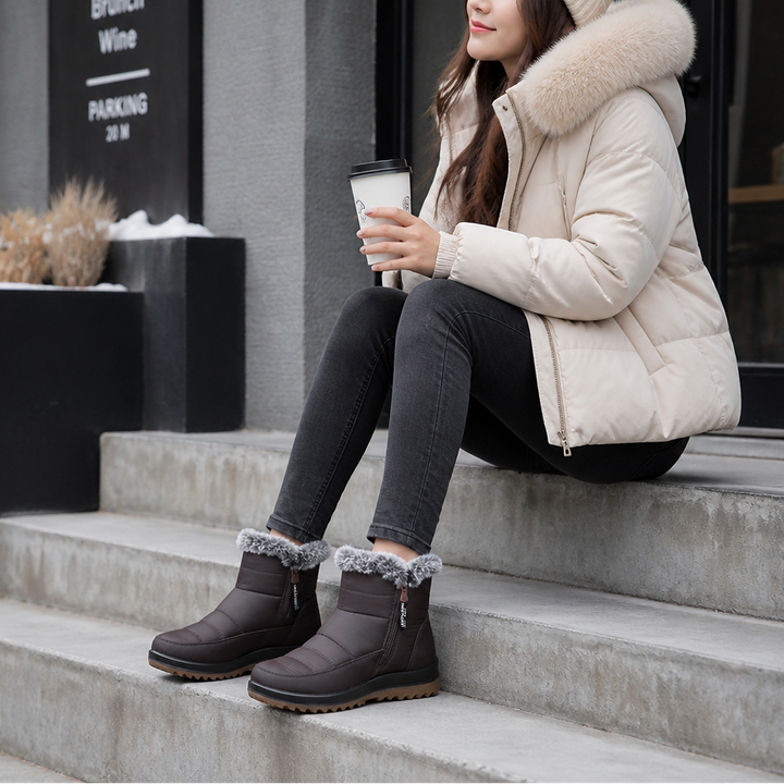Warmalia | Waterproof Slip-On Snow Boots – Faux Fur-Lined Comfort for Women