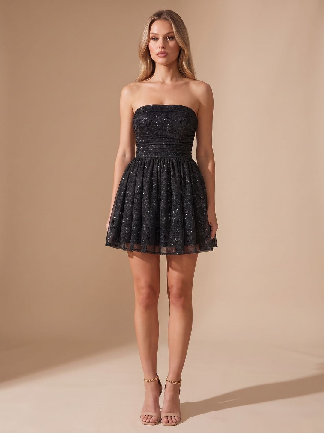 Mira | Glitter Mini Dress – Strapless Bustier Style for Women