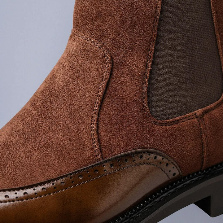 Wesley | Suede-and-Leather Brogue Chelsea Boots - Image 3