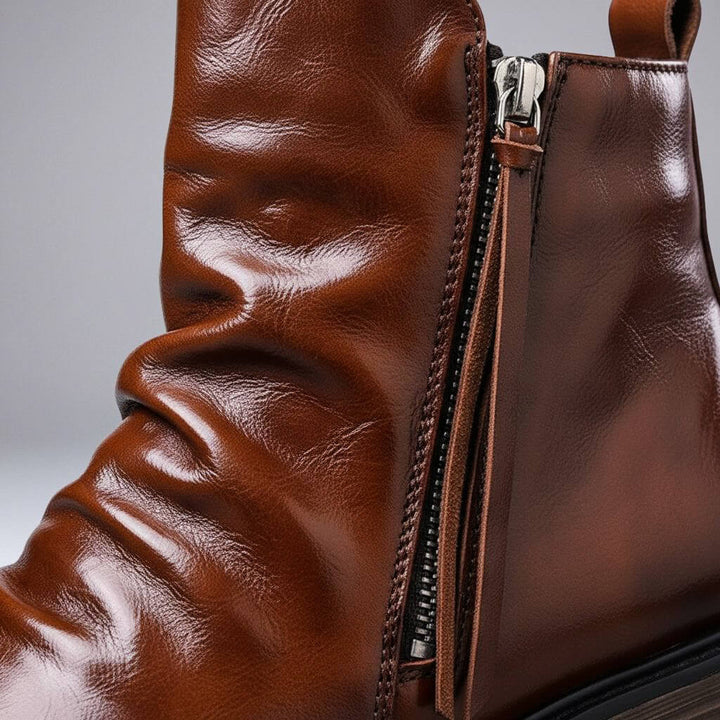 Matteo | Waxed Italian-Leather Side-Zip Ankle Boots - Image 5