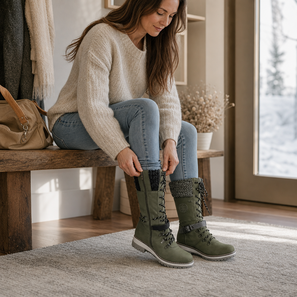 Snowbella | Knee-High Winter Boots – Comfortable Side-Zip Style