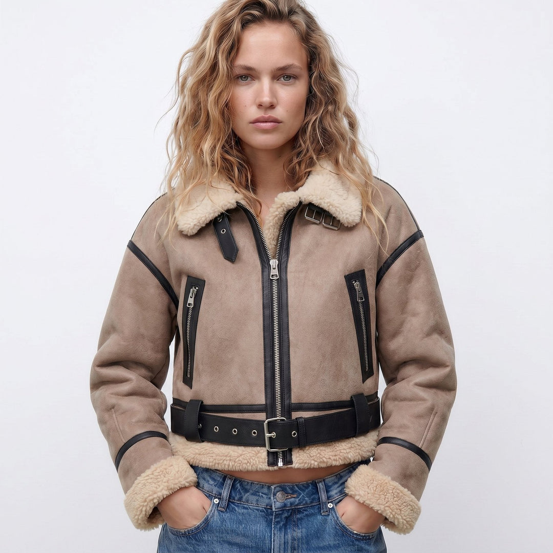 Elara | Bomber Jacket – Luxury Reversible Lamb Fur for Women