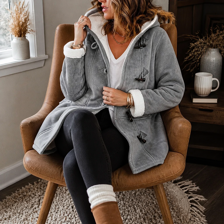 Plushbelle | Faux Shearling Hooded Winter Coat – Cozy Style for Women