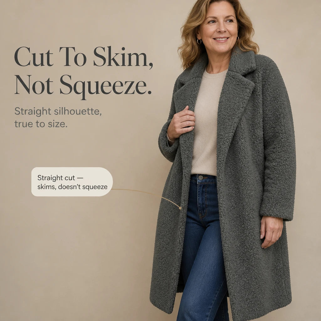 Velora | Long Teddy Coat – Plush Cozy Layer for Women