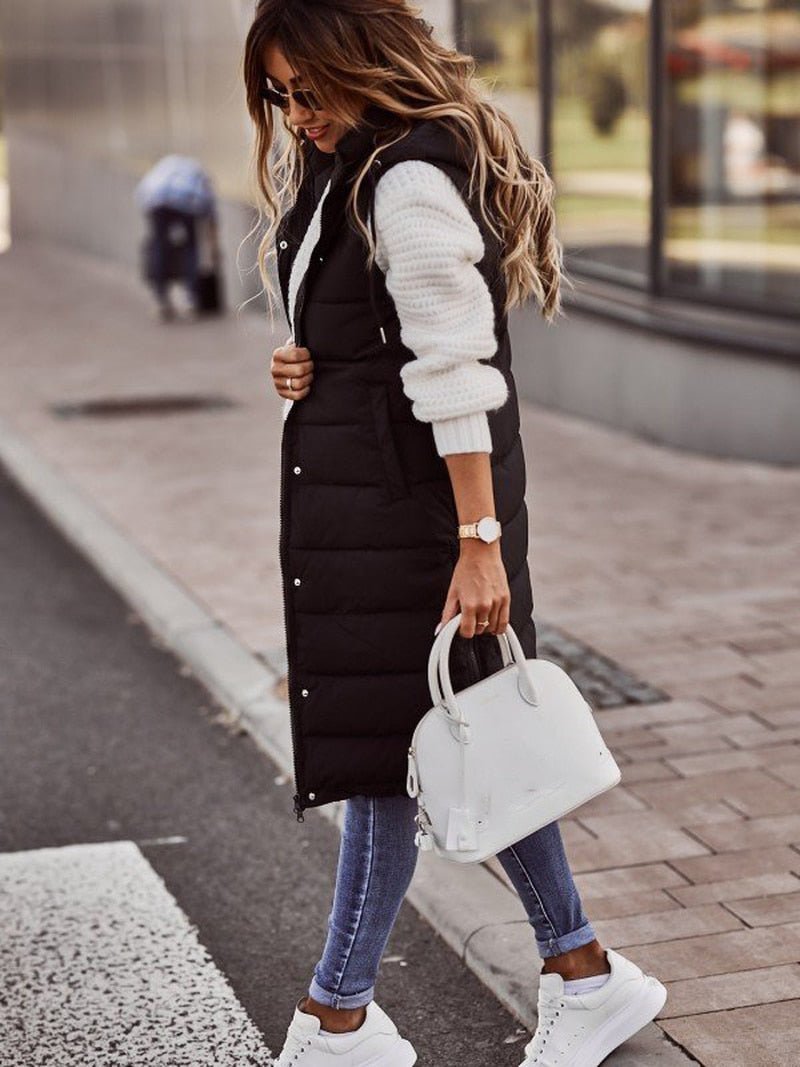 Zara | Knee-Length Quilted Winter Jacket – Stylish Cold Weather Essential