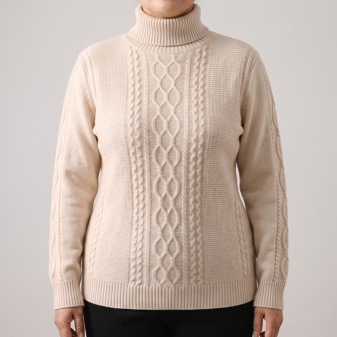 Lambswool | Turtleneck Sweater – Soft & Unique Pattern for Women