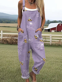 Seraphina | Bee-Floral Adjustable-Strap Relaxed Jumpsuit