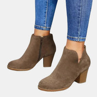 Aurelia | Elegante Ankle Boots für Damen aus Veloursleder mit Blockabsatz und seitlichem Reißverschluss
