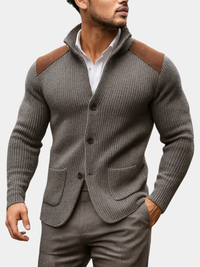 Julien | Men's Textured Knitted Blazer with Suede Accents