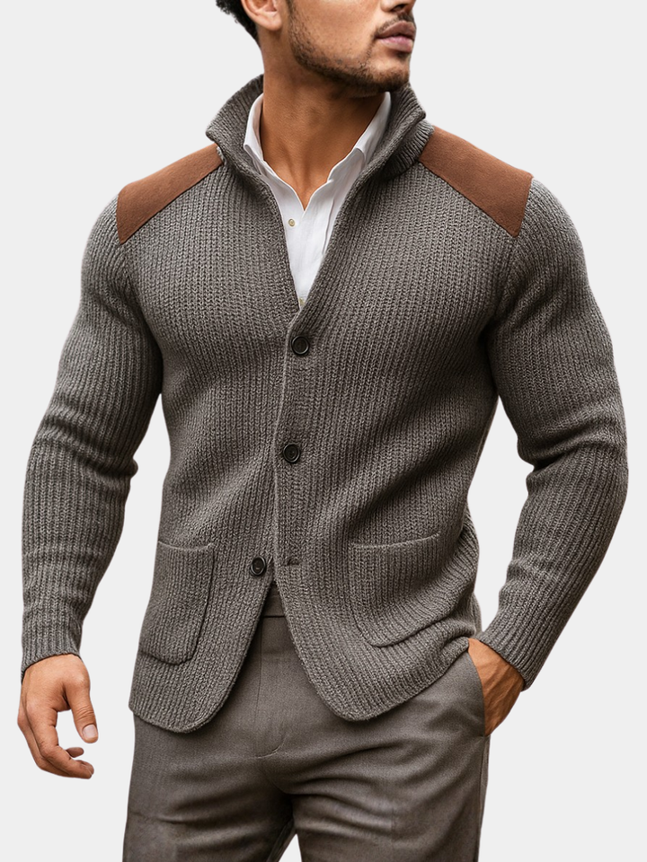 Julien | Men's Textured Knitted Blazer with Suede Accents