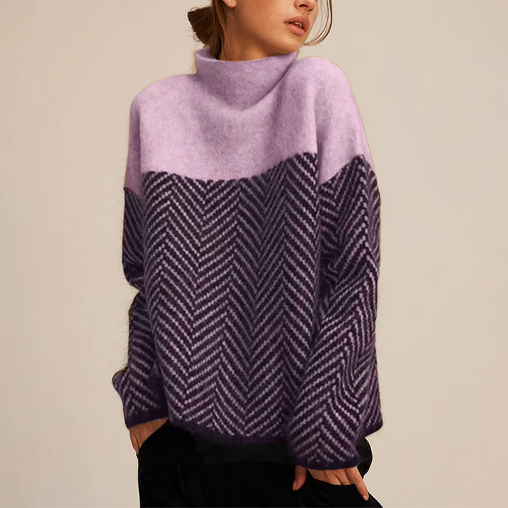 Seraphina | Chevron Knit Turtleneck Sweater