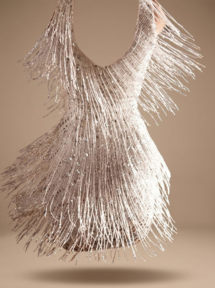 Sparkle | Sequin Fringe V-Neck Mini Dress for Women