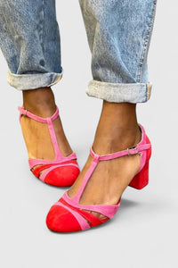 Odette | Wildleder-Pumps mit Color-Blocking und Knöchelriemen