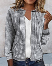 Hazel | Sportliche leichte Strickjacke mit Reißverschluss und Kapuze