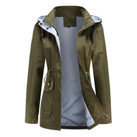 Laura | Langer wasserdichter Trenchcoat mit abnehmbarer Kapuze
