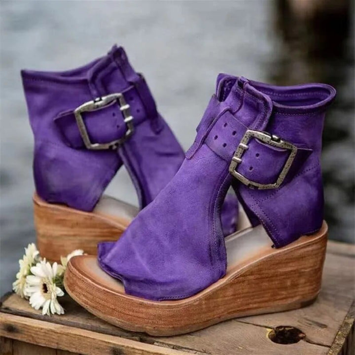 Valmira | Women's Edgy Open-Toe Wedge Ankle Boots