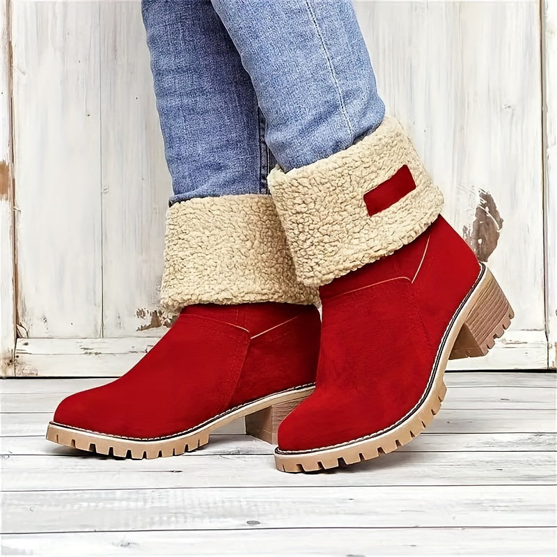 Clara | Women's Fleece-Lined Block Heel Ankle Boots