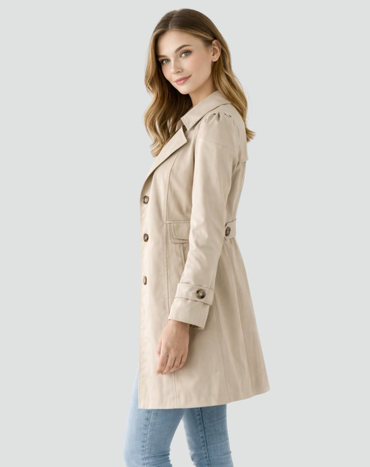 Clara | Klassischer taillierter mittellanger Trenchcoat für Damen