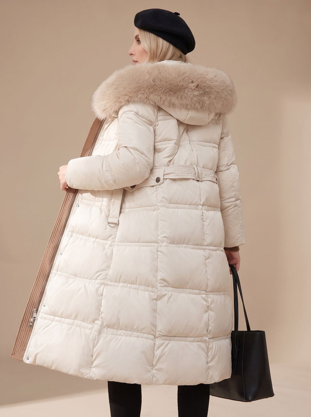 Evelyn | Long Puffer Parka – Luxury Winter Coat with Fur-Hood