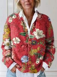 Celeste | Gesteppte Strickjacke mit Blumenmuster