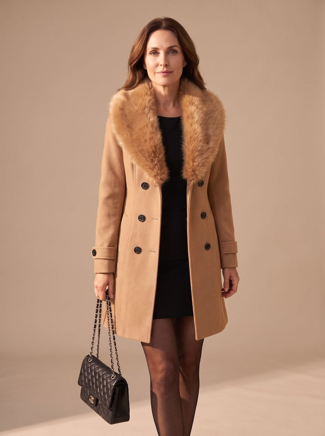 Hannah | Faux Fur Coat – Elegant Slim-Fit Style for Women