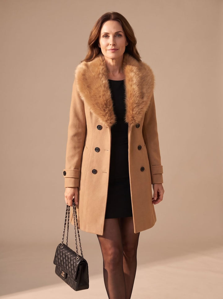 Hannah | Faux Fur Coat – Elegant Slim-Fit Style for Women