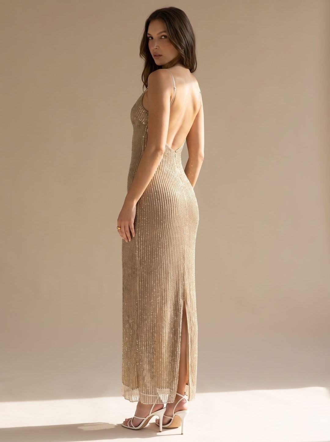 Grace | Bodycon Maxi Dress – Glitter Spaghetti Strap for Women