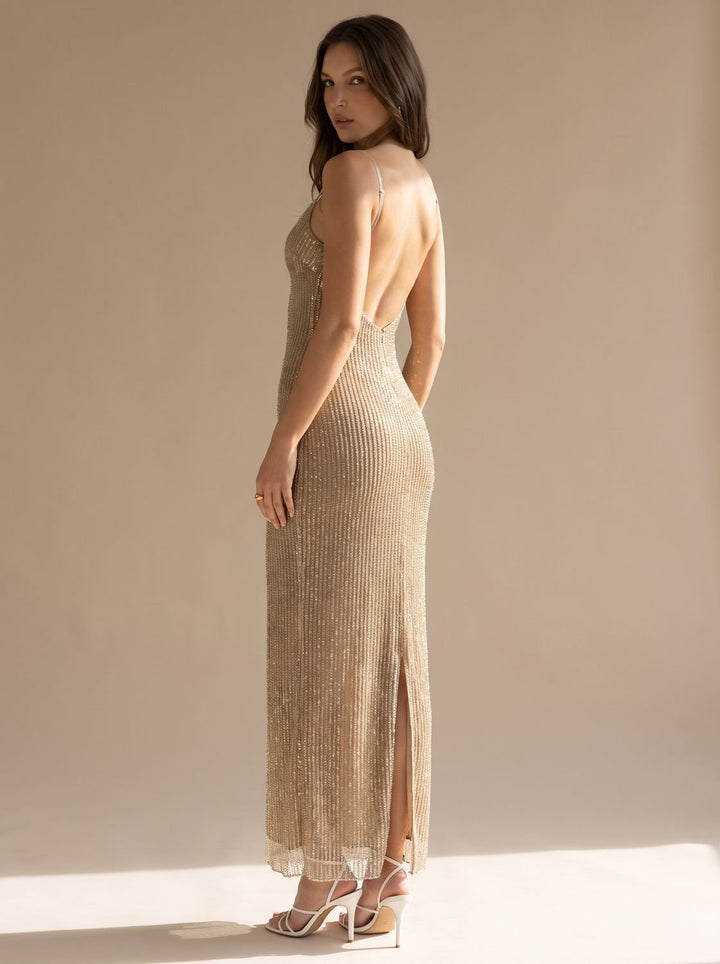 Grace | Bodycon Maxi Dress – Glitter Spaghetti Strap for Women