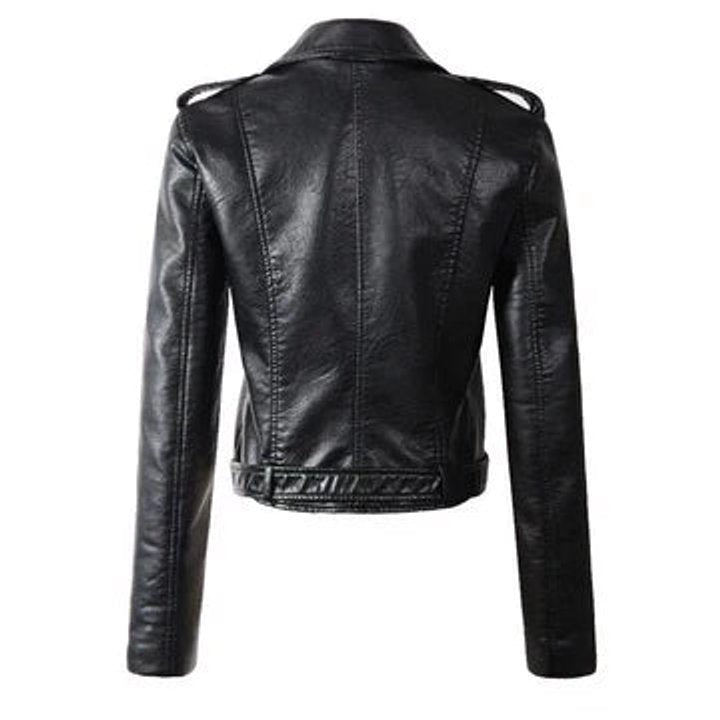 Rosie | Cropped Biker Faux Leather Jacket – Edgy Moto Style for Women