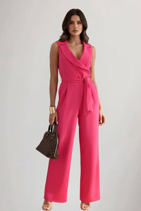 Delilah | Blazer-Collar Wrap Tie-Waist Wide-Leg Jumpsuit