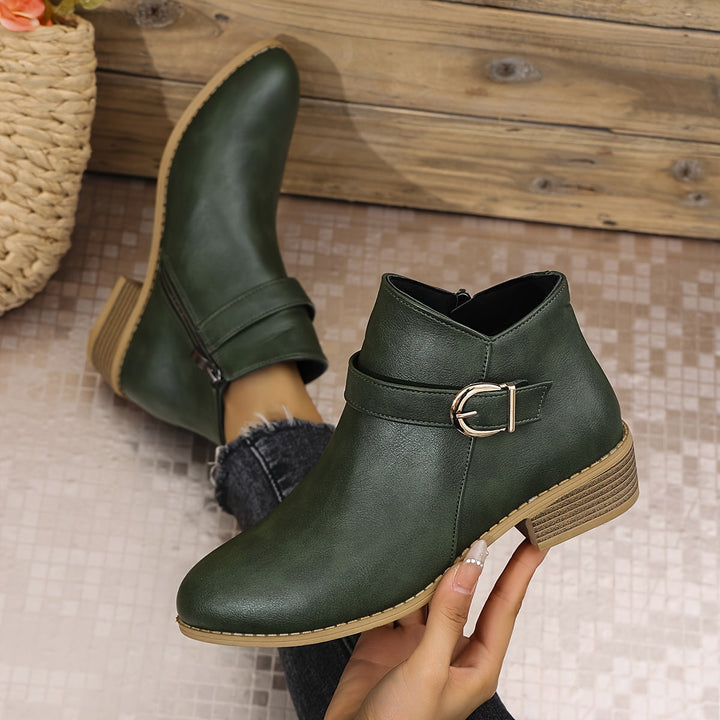 Velmira | Women's Elegant Buckle Detail Chelsea Ankle Boot