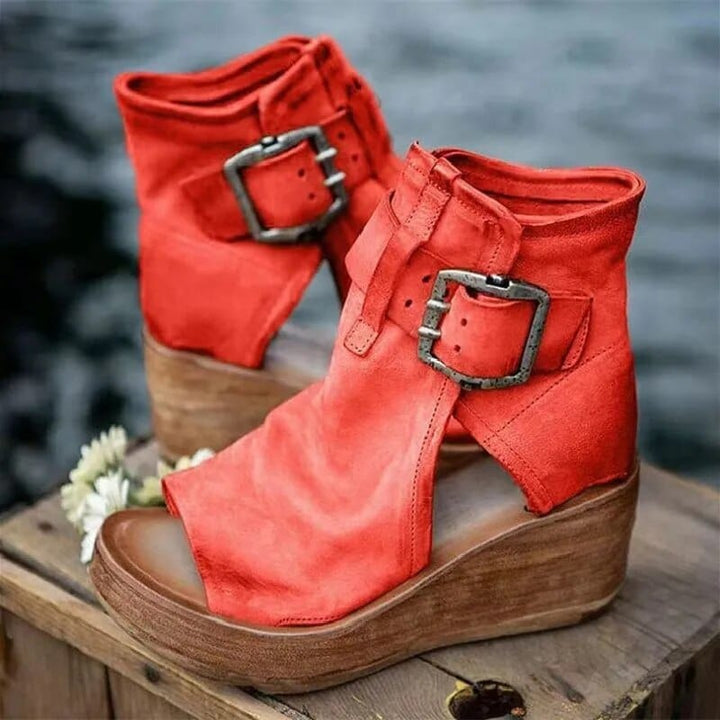 Valmira | Women's Edgy Open-Toe Wedge Ankle Boots