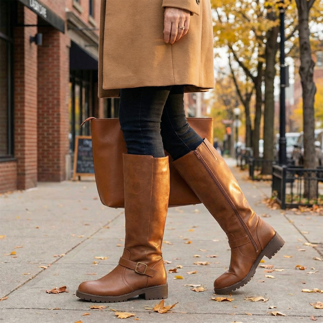 Ridella | Knee High Riding Boots – Classic Buckle Detail